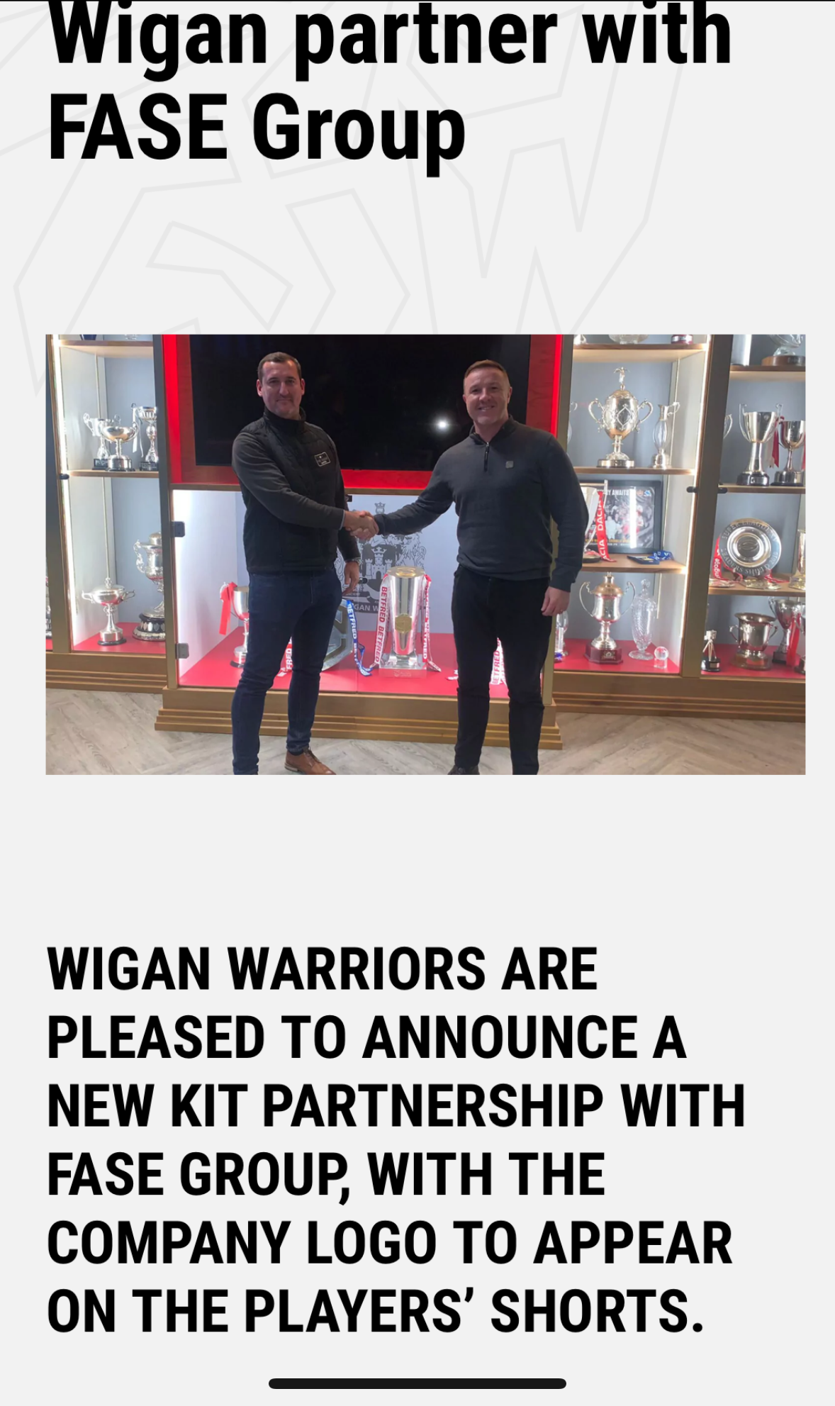 Wigan Warriors Rugby League Club Sponsorship